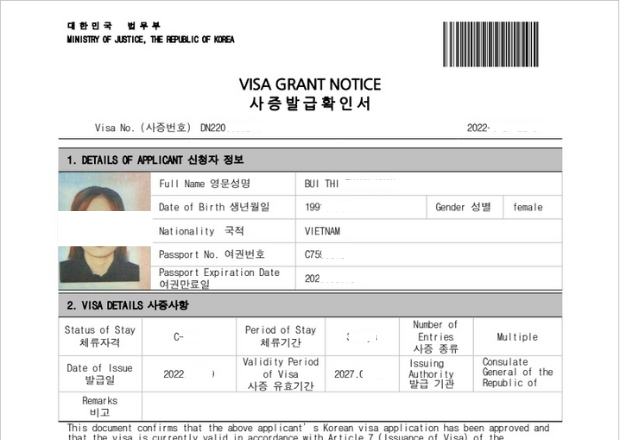 Visa 5 năm Hàn Quốc bị hủy